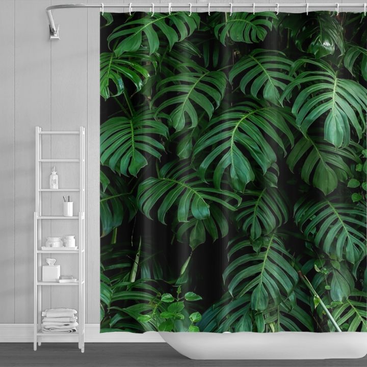 tropical-turtle-leaf-shower-curtains-plants-bohemia-curtain-waterproof-polyester-curtain-boho-bath-curtain-home-decor-with-hooks