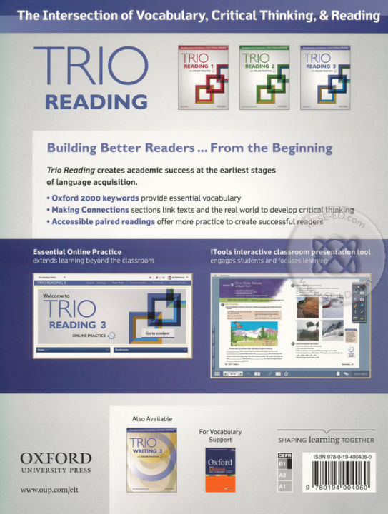 bundanjai-หนังสือคู่มือเรียนสอบ-trio-reading-3-students-book-online-practice-p