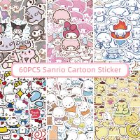 ✕♕﹍ 60PCS Sanrio Cartoon Hello Kitty My Melody Kuromi Pochacco Graffiti Scrapbook Sticker Laptop Phone Deco Decals Stickers Kids Toy