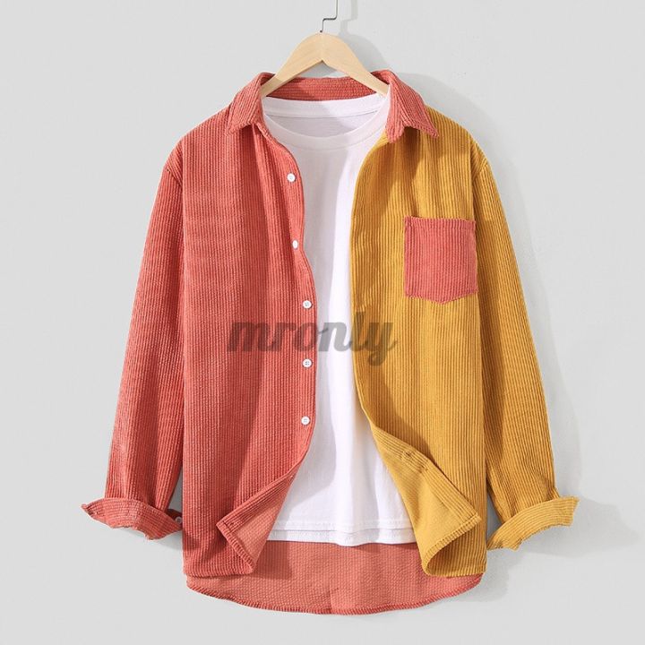 mr-เสื้อเชิ้ตสําหรับผู้ชายแขนยาวลาย-patchwork