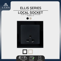 *New Arrival* Luxury Style [SAHN] Local Socket ปลั๊ก เต้ารับ 3 รู รุ่น Ellis Series (E10L-G)  ดีไซน์สวยงาม และทันสมัย สไตล์มินิมอล พร้อมกรอบกระจก