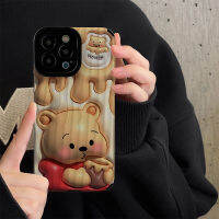 เคสโทรศัพท์เป็นคู่การ์ตูนรูปหมีน้ำผึ้งสำหรับ iPhone 14/13/12/11 Pro Max 12 13 Mini 6 6 6S 7 8 Plus X XR XS Max เคสโทรศัพท์แบบนิ่มกันกระแทกพร้อมคลุมทั้งหมดฝาครอบป้องกันกล้องเลนส์