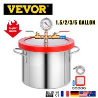 VEVOR Vacuum Chamber 1.5 /2 /3 /5 Gallon Stainless Steel Vacuum Degassing Chamber Glass Lid Heat Treated Silicone Lid Gasket