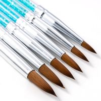 6Pcs/Set UV Gel Brush Crimped Round Metal Handle Painting Pen Acrylic Drawing Brush for Nails Rhinestone Handle Nail Art Tool Artist Brushes Tools