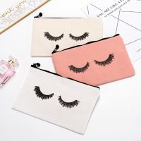 [COD] Cross-Border Hot Sale Cartoon Eyelashes Canvas Student School Supplies Large Capacity Wholesale