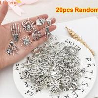 LANZEONT 20pcs Random ทำเครื่องประดับ ฟักทอง แมงมุม ผี สร้อยข้อมือ เครื่องรางฮาโลวีน กะโหลกศีรษะ โครงกระดูก จี้