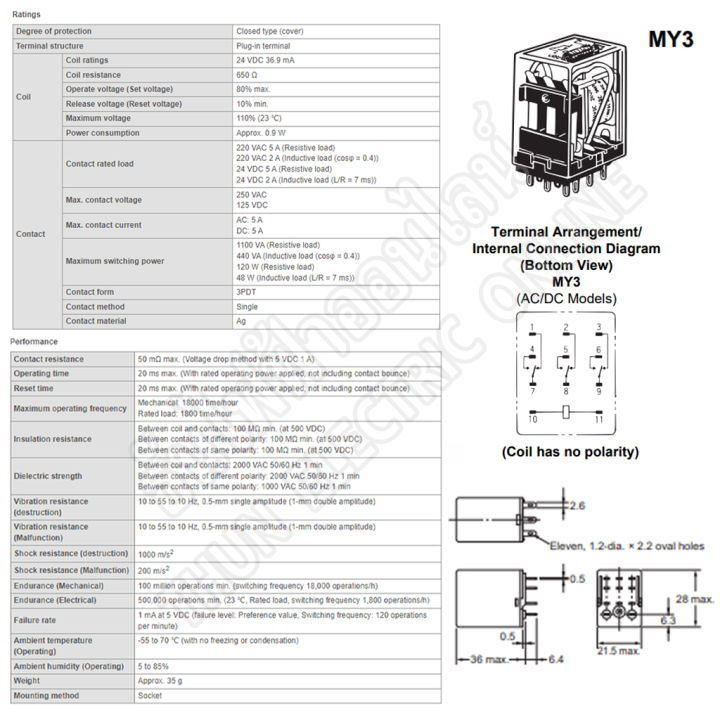 omron-relay-my3-dc-24v-รีเลย์-ออมรอน-ธันไฟฟ้า-thunelectric