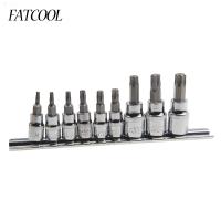 FATCOOL New 9pc Tamper Proof Torx Star Bit Socket Set 1/4 3/8 Drive T10 - T50