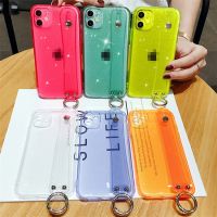 ¤☇☈ Suitable for iPhone11pro two-color glitter transparent mobile phone case Apple 8 two-in-one anti-fall wristband TPU soft shell