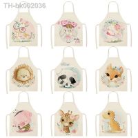 ▧♗▩ 1 Pcs Lovely Cartoon Rabbit Printed Kitchen Aprons for Women Kids Sleeveless Cotton Linen Cooking Cleaning Tools