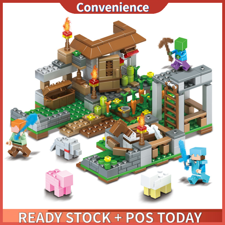 4 In 1 Minecraft Village Building Blocks Compatible Children Diy 