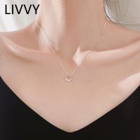 LIVVY Silver Color Hollow Round Zircon Pendant Necklace Female Simple Clavicle Chain Elegant Temperament Gift Fashion Chain Necklaces