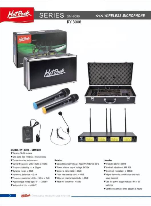 ไมโครโฟน-ยี่ห้อ-hotrock-ไมค์ลอย-ไมค์สาย-เสียงเทพ-เสียงใส-ใช้งานง่าย-สะดวก