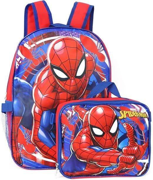 Spidrman Boys 16 Inch Backpack With Removable Matching Lunch Box Set ...