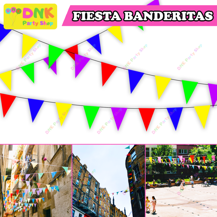 Fiesta Assorted Color Flag Banderitas Plastic Waterproof 3M Banner ...