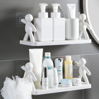 【CW】Bathroom Villain Shelf Organizer Toilet Adhesive Shampoo Gel Storage Body Decor Bathroom Corner Shower Shelf Rack Accessories
