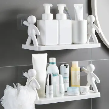 little people shelf, kitchen toilet punch-free human-shaped rack Creative  Bathroom Storage Shelves Cute White