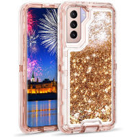 สำหรับ Samsung S21 Plus,Samsung S21 Ultra,Galaxy S21,Glitter Liquid Quicksand 3 In 1 Heavy Duty เคสป้องกันการกระแทก Hard Plastic Soft ยาง Defender สำหรับหญิง