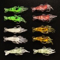 [HOT LIAXLLWISAAZH 534] 10PCS เหยื่อตกปลากุ้งเหยื่ออ่อน Luminous Lizard พลาสติกประดิษฐ์ตะขอปลาซิลิโคนกุ้ง Swimbait Tackle ปลาคาร์พ Pesca