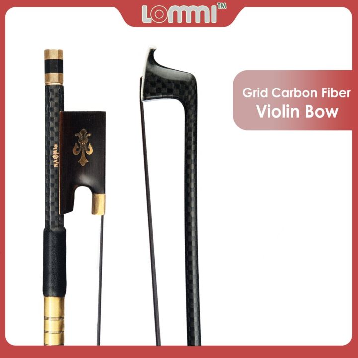 lommi-4-4-full-size-violin-bow-master-grid-carbon-fiber-bow-with-ebony-fleur-de-lis-frog-black-mongolia-horse-hair-fast-response