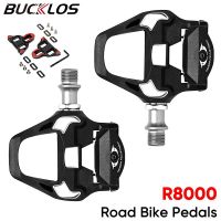 BUCKLOS บันไดแบบติดกับเท้า R8000แท่นจักรยานเสือหมอบ SPD SL เบาพิเศษอุปกรณ์ล็อคที่เหยียบไนล่อนจักรยาน