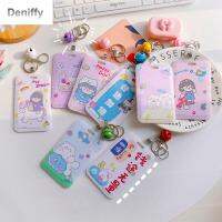 DENIFFY Kawaii เคสใส่บัตรการ์ตูนสำหรับนักเรียน,พวงกุญแจบัตรเครดิตตัวอักษรหมีใส่บัตรได้บัตรเข้ากรอบการ์ดเก็บข้อมูล