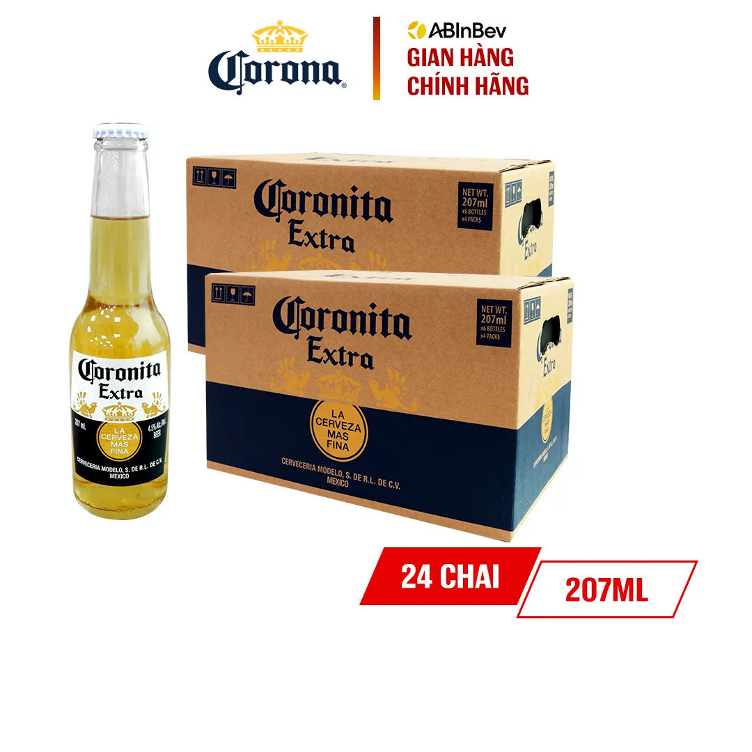 Combo 2 Thùng 24 Chai Coronita - Bia Nhập Khẩu (207 ml/ chai) 