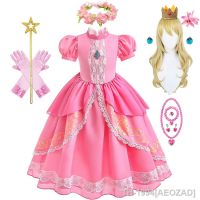 AEOZAD Vestido de Princesa pêssego menina Festa aniversário Fantasia Dia das Bruxas อะนิเมะ vestido baile Roupa elegante da criança Deluxe