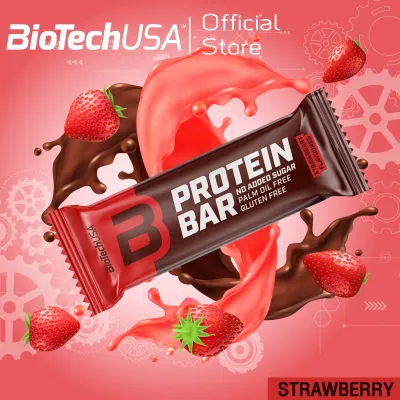 BioTechUSA Protein Bar 70g-Strawberry โปรตีนบาร์ รสสตอเบอร์รี่ (โปรตีนขนม ขนมคนรักสุขภาพ )