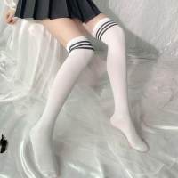 Students School for Knee Over Cute Stockings Long Nylon High Thigh Sexy Socks Striped Lolita Black Women