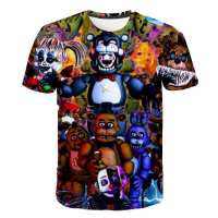 FNAF ใหม่การ์ตูนเด็กเสื้อยืด Five Nights ที่ Freddy s 3D พิมพ์เด็กเสื้อยืดแขนสั้นฤดูร้อนเด็กชาย / หญิงด้านบน