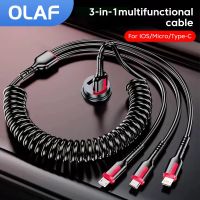 OLAF Spring Extension 100W 3 in 1 Multifunctional 6A Super Fast Charging Cable For Iphone Android Universal Car Charging Cable