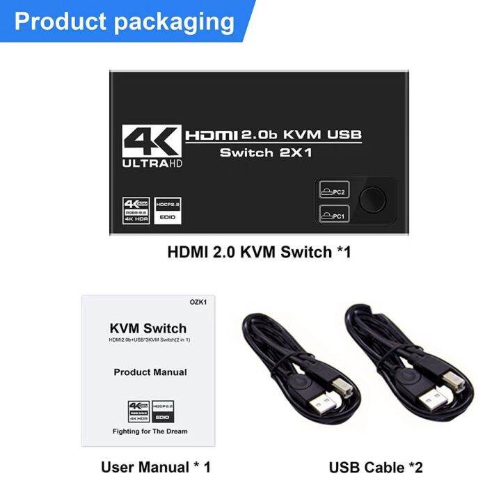 4k-120hz-hdmi-2-1สวิตช์-kvm-พร้อมพอร์ตคู่ยูเอสบี-usb-kvm-hdmi-2-1-2x1สวิทซ์แยก4k-60hz-8k-60hz-hdcp-hdr-windows-amp-mac