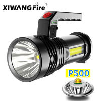 Portable Powerful LED Flashlight Portable Mini Searchlight P500 Torch USB Rechargeable Waterproof Spotlight for Fishing Lantern