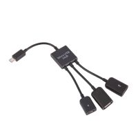 ‘；【= Newest 3 In 1 Micro USB Type C HUB Male To Female Double USB 2.0 Host OTG Adapter Cable For Smartphone Computer Tablet 3 Port