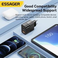 ที่ชาร์จความเร็วสูง USB Essager Type C 33W QC PD 3.0พอร์ตคู่อะแดปเตอร์แบบพกพาขนาดเล็กพอร์ตสำหรับ Ipad 14 13 12แท่นชาร์จผนังที่รวดเร็ว