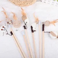 1PC Funny Cat Stick Toys Teaser Feather Mouse Toys Kitten Rod Cat Wand Toy Wood Interactive Pet Cat Toys Stick Pet Cat Products Toys