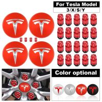 2022 New Aluminum Wheel Lug Nuts Kit Center Cap With Tire Valve Caps for Tesla Model 3 Model Y S X Tire Hub Car Styling Nails  Screws Fasteners