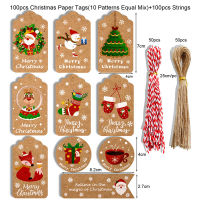 Warm Light 100pcs Merry Christmas Gift Tags Kraft Paper Card Hang Tag Christmas Party Favor