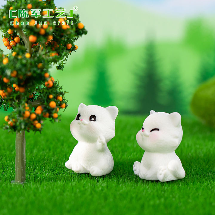 ตุ๊กตาจิ๋ว-แมวเหมียวสีขาว-ตกแต่งสวนถาด-แต่งสวนจิ๋ว-ราคาต่อชิ้น