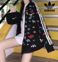 adidasเสื้อแจ็คเก็ตลำลองผู้หญิงนุ่มสบายไม่มีลูกบอลขนาดเดียว (ฟรีไซส์!เสื้อความยาว70cm!หน้าอก85cm-110cm ใส่ได้น้ำหนัก40kg-75kg)