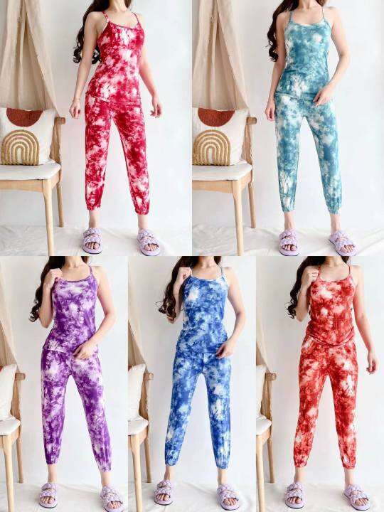 Spaghetti Tie Dye Pajama Terno Jogger for Women Lazada PH