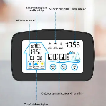 LCD Digital Temperature Humidity Meter -1 -2 Indoor Outdoor hygrometer  thermometer Weather Station with Clock