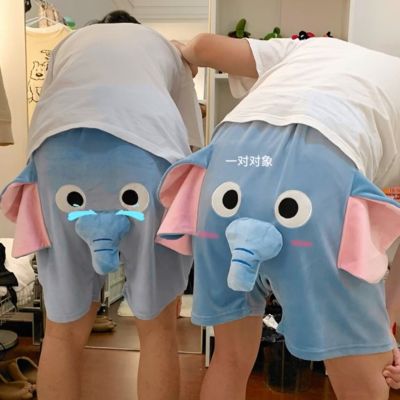 คู่นักเรียนกางเกงขาสั้นลายช้างชายน่ารักฤดูร้อนช้างบินน้อยกางเกงนอน
