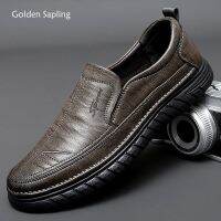 Golden Sapling Mens Loafers Fashion Leather Flats Classics Driving Shoes Comfortable Rubber Platform Men Casual Business Shoes