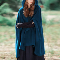 ฤดูใบไม้ร่วงยาว Poncho Cape Coat Gothic Hooded เปิดด้านหน้า Cardigan สำหรับวันหยุดฤดูใบไม้ร่วงฤดูหนาว Spring