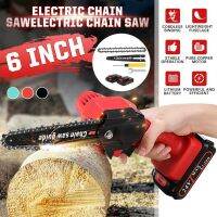 800W 6 Inches Electric Chain Saw Lithium Battery Portable Electric Pruning Saw Woodworking Tool with 2 Battery for Garden Logging