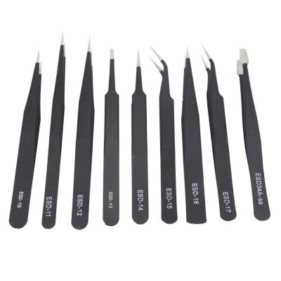 ☼﹉✿ 1 PCS precision black tweezers -10 11/12/13/14/15/16/17/34 pointed elbow round edge tweezers stainless steel tool