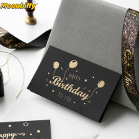 1 pcs Black Bronzing Greeting Birthday Card Invitations Postcard Bronzing Blank Writeable Blessing Card with Envelope Sticker Greeting Cards