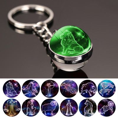 🔥 🔥 🔥High-end zodiac keychain luminous luminous 2022 new pendant car key chain ornaments cute trinkets for couples